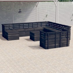 vidaXL Muebles palets de jardín 10 pzas madera maciza pino gris oscuro