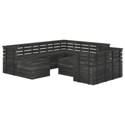 vidaXL Muebles palets de jardín 10 pzas madera maciza pino gris oscuro