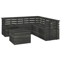 vidaXL Muebles palets de jardín 6 pzas madera maciza pino gris oscuro