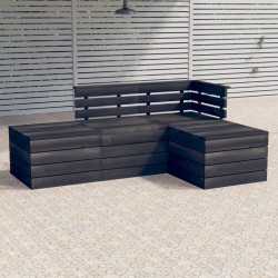 vidaXL Muebles palets de jardín 4 pzas madera maciza pino gris oscuro