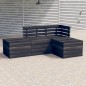 vidaXL Muebles palets de jardín 4 pzas madera maciza pino gris oscuro vidaXL Muebles palets de jardín 4 pzas madera maciza pino gris oscuro