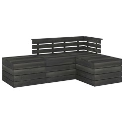vidaXL Muebles palets de jardín 4 pzas madera maciza pino gris oscuro