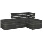 vidaXL Muebles palets de jardín 4 pzas madera maciza pino gris oscuro vidaXL Muebles palets de jardín 4 pzas madera maciza pino gris oscuro
