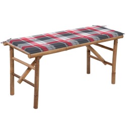 vidaXL Banco de jardín plegable con cojín bambú 118 cm