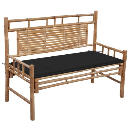 vidaXL Banco de jardín con cojín bambú 120 cm