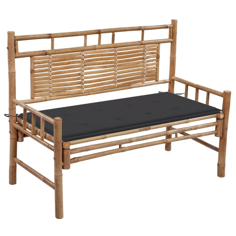 vidaXL Banco de jardín con cojín bambú 120 cm vidaXL Banco de jardín con cojín bambú 120 cm