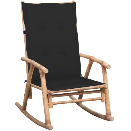 vidaXL Silla mecedora con cojín bambú