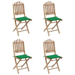 vidaXL Set de comedor exterior plegable 5 piezas con cojines bambú