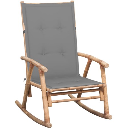 vidaXL Silla mecedora con cojín bambú