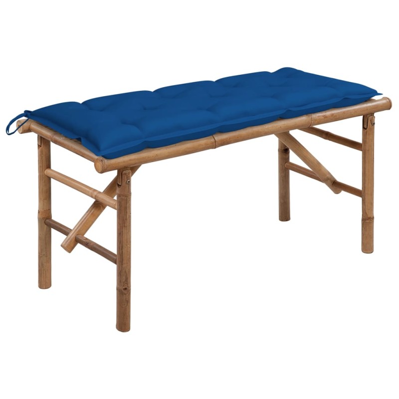vidaXL Banco de jardín plegable con cojín bambú 118 cm vidaXL Banco de jardín plegable con cojín bambú 118 cm