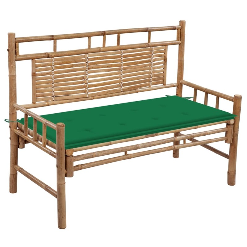 vidaXL Banco de jardín con cojín bambú 120 cm vidaXL Banco de jardín con cojín bambú 120 cm