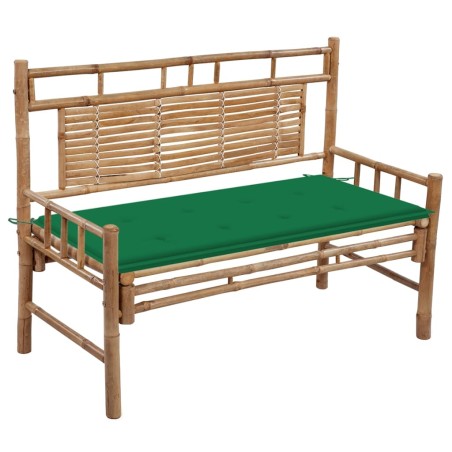vidaXL Banco de jardín con cojín bambú 120 cm