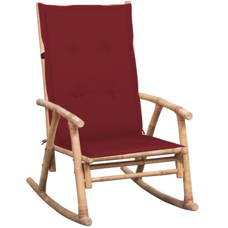 vidaXL Silla mecedora con cojín bambú