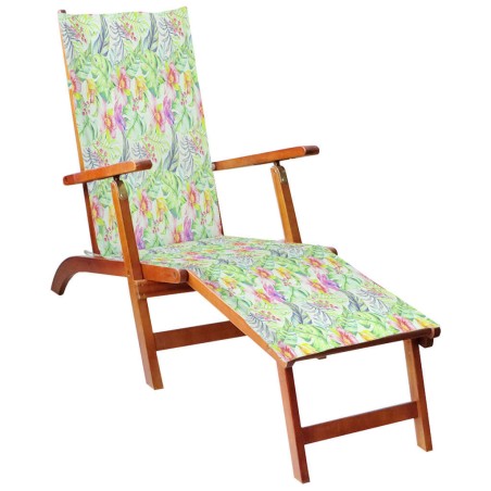 vidaXL Tumbona de jardín con reposapiés y cojín madera maciza acacia