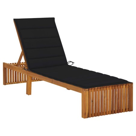 vidaXL Tumbona con cojín madera maciza de acacia 