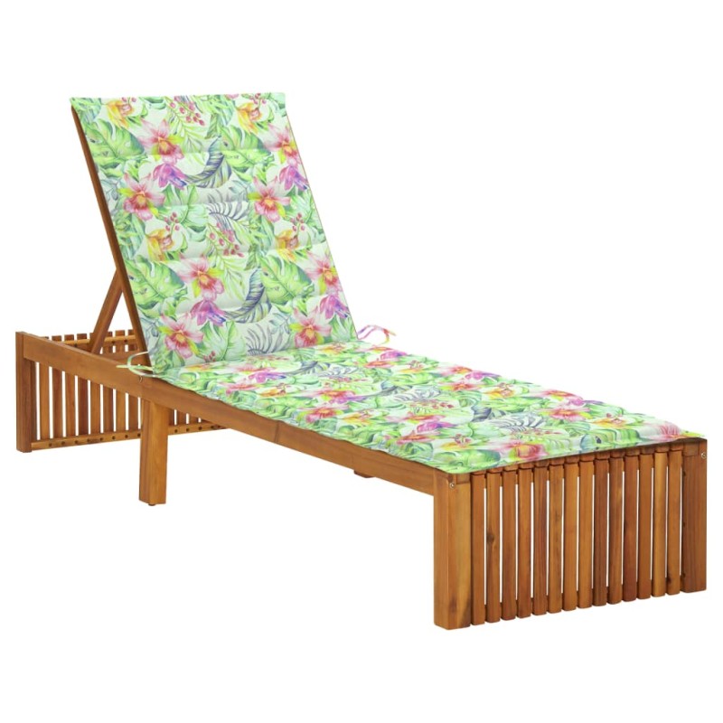 vidaXL Tumbona con cojín madera maciza de acacia vidaXL Tumbona con cojín madera maciza de acacia