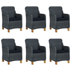 vidaXL Set comedor jardín 7 pzas cojines ratán sintético gris oscuro