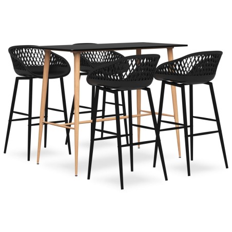 vidaXL Mesa alta y taburetes de bar 5 piezas negro