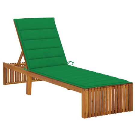 vidaXL Tumbona con cojín madera maciza de acacia 