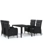 vidaXL Juego de comedor para jardín 5 piezas ratán sintético negro