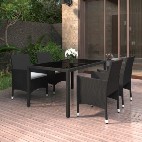 vidaXL Set de comedor de jardín 5 pzas ratán sintético vidrio templado
