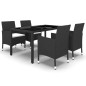vidaXL Set de comedor de jardín 5 pzas ratán sintético vidrio templado vidaXL Set de comedor de jardín 5 pzas ratán sintético vidrio templado