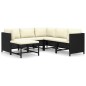 vidaXL Set de muebles de jardín 6 pzas y cojines ratán sintético negro vidaXL Set de muebles de jardín 6 pzas y cojines ratán sintético negro