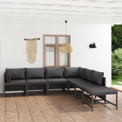 vidaXL Set de muebles de jardín 7 pzas y cojines ratán sintético gris