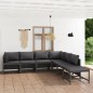 vidaXL Set de muebles de jardín 7 pzas y cojines ratán sintético gris vidaXL Set de muebles de jardín 7 pzas y cojines ratán sintético gris