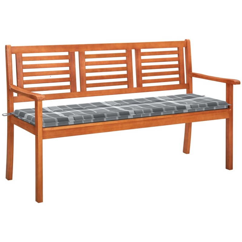 vidaXL Banco de jardín 3 plazas madera maciza eucalipto y cojín 150 cm vidaXL Banco de jardín 3 plazas madera maciza eucalipto y cojín 150 cm