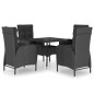 vidaXL Set de comedor de jardín 5 pzas ratán sintético y vidrio negro vidaXL Set de comedor de jardín 5 pzas ratán sintético y vidrio negro
