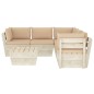 vidaXL Muebles de jardín de palets 6 piezas y cojines madera de abeto vidaXL Muebles de jardín de palets 6 piezas y cojines madera de abeto