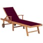 vidaXL Tumbona con cojín rojo tinto madera maciza de teca vidaXL Tumbona con cojín rojo tinto madera maciza de teca