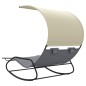 vidaXL Tumbona mecedora doble con toldo gris y crema vidaXL Tumbona mecedora doble con toldo gris y crema