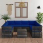 vidaXL Muebles de palets para jardín 9 pzas cojines madera maciza pino vidaXL Muebles de palets para jardín 9 pzas cojines madera maciza pino