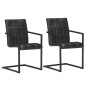vidaXL Sillas voladizas de comedor 2 unidades cuero auténtico negro
