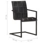 vidaXL Sillas voladizas de comedor 2 unidades cuero auténtico negro