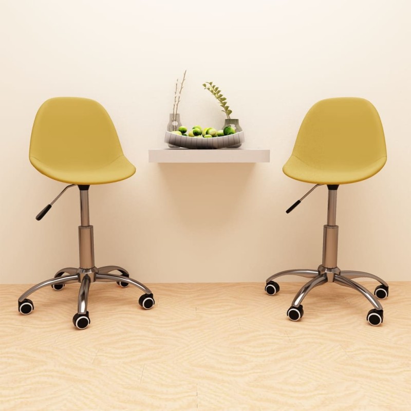 vidaXL Sillas de comedor giratorias 2 uds tela amarillo mostaza vidaXL Sillas de comedor giratorias 2 uds tela amarillo mostaza