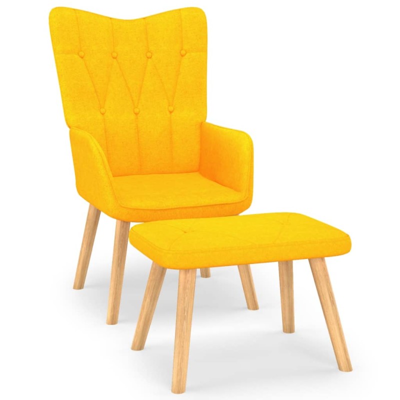 vidaXL Silla de relajación taburete tela amarillo vidaXL Silla de relajación taburete tela amarillo