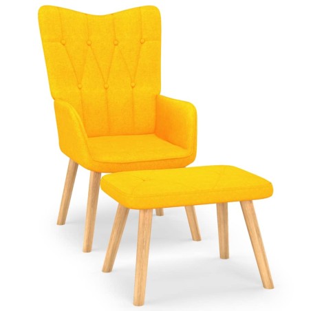 vidaXL Silla de relajación taburete tela amarillo