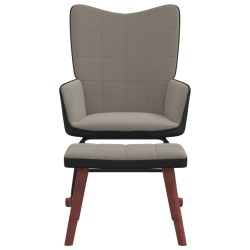 vidaXL Sillón de relax con taburete terciopelo gris claro y PVC