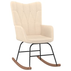vidaXL Silla mecedora de tela color crema