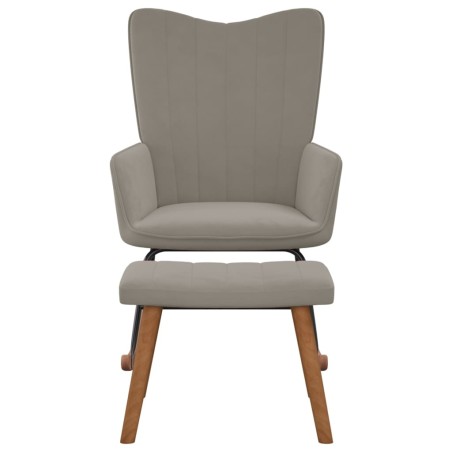 vidaXL Silla mecedora con reposapiés terciopelo gris claro
