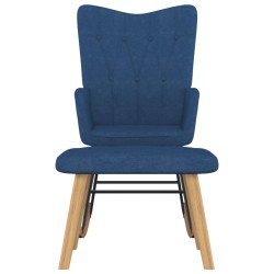 vidaXL Silla mecedora con reposapiés tela azul