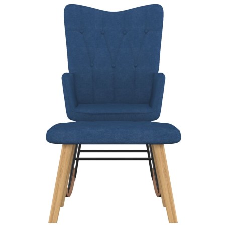 vidaXL Silla mecedora con reposapiés tela azul