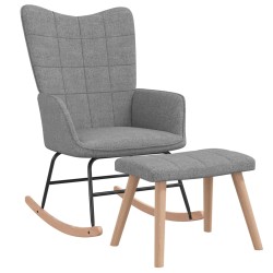 vidaXL Silla mecedora con reposapiés tela gris claro