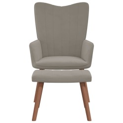 vidaXL Sillón de relax con taburete de terciopelo gris claro