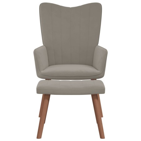 vidaXL Sillón de relax con taburete de terciopelo gris claro