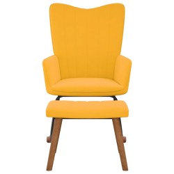 vidaXL Silla mecedora con reposapiés tela amarillo mostaza