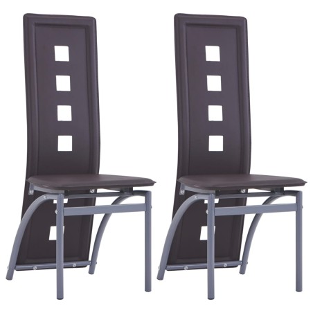 vidaXL Sillas de comedor 2 unidades cuero sintético marrón